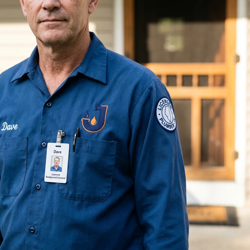 Licensed plumber showing ID badge in Springhill, LA