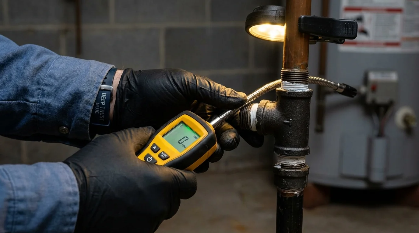 Gas leak detection with electronic sniffer by Johns Plumbing LLC in Springhill