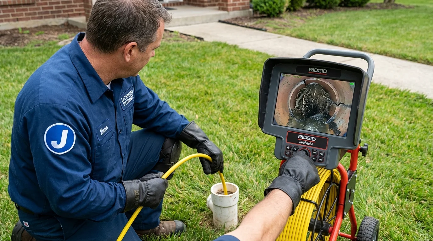 Sewer camera inspection being performed by Johns Plumbing LLC in Springhill