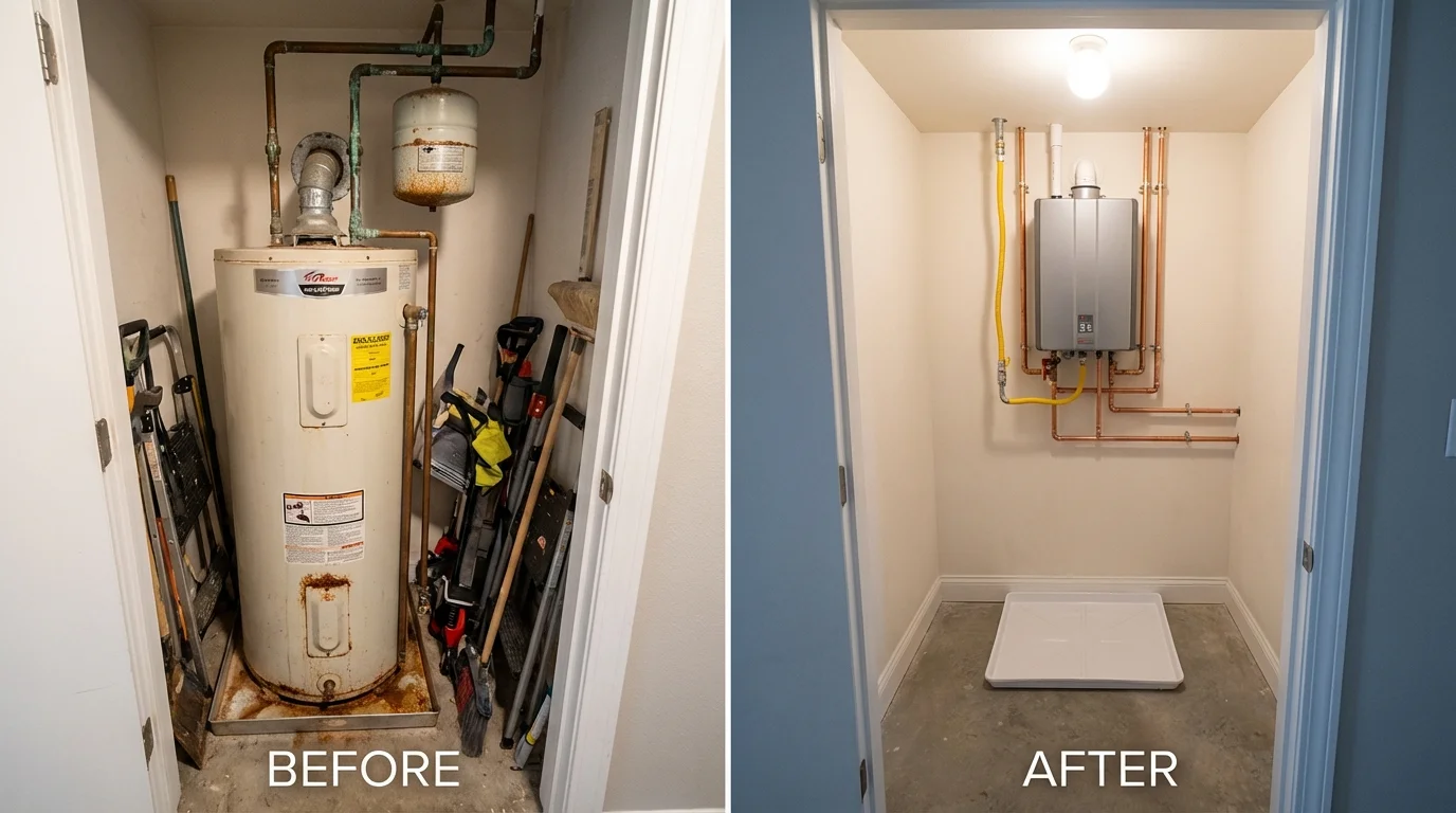 Tank water heater versus wall-mounted tankless unit comparison for Springhill, LA homeowners